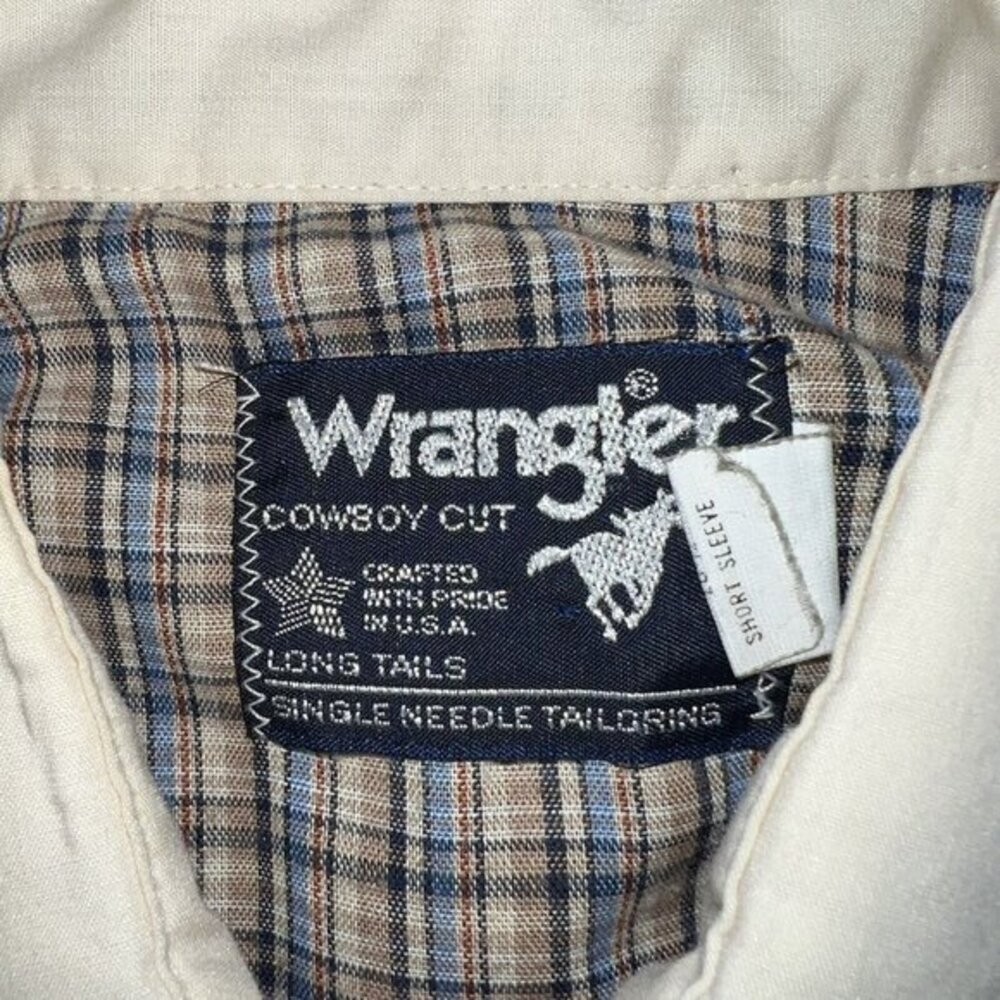 Wrangler Long Tails Cowboy Cut Shirt Large Single Needle Stitch USA Made 70s vtg - Picture 4 of 7